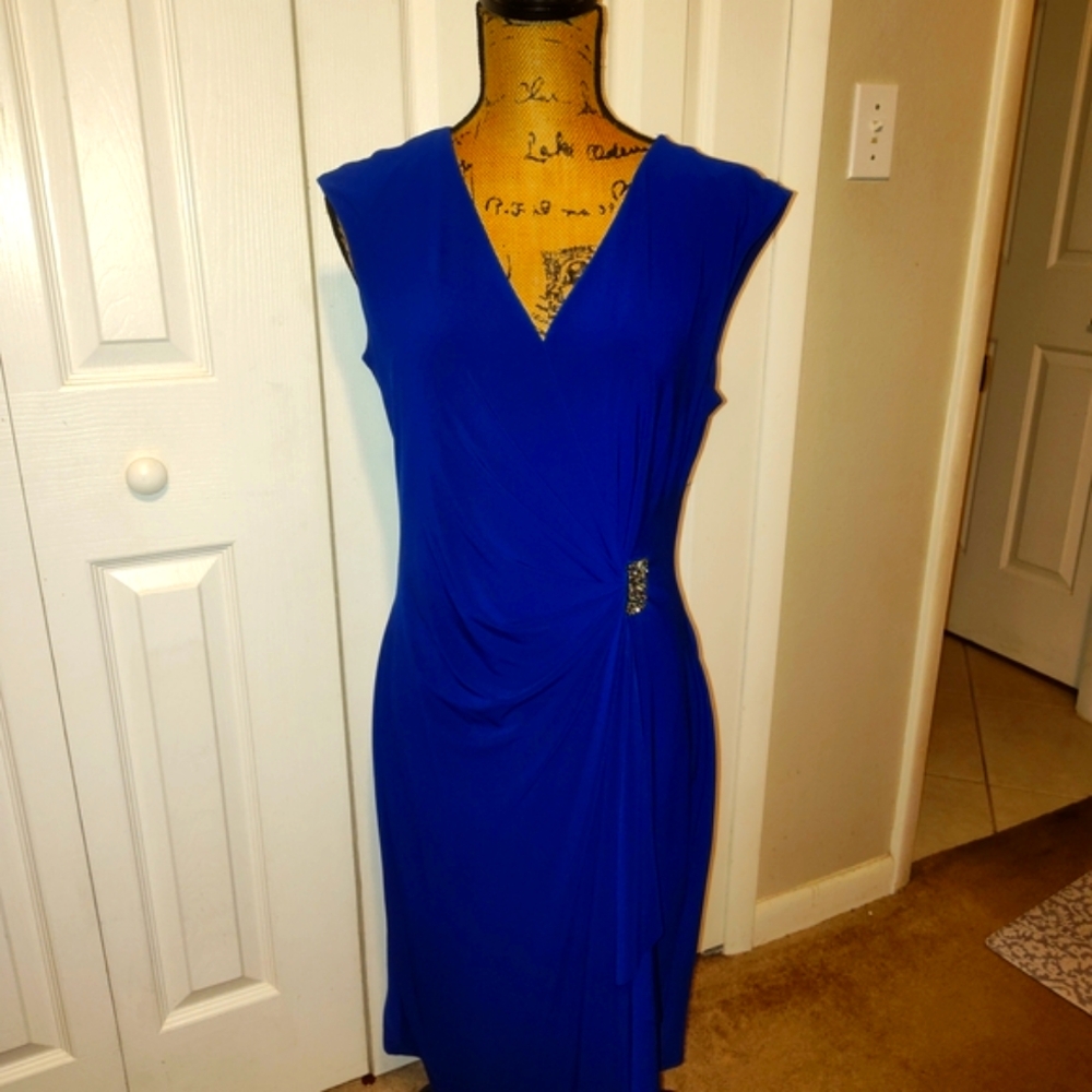 American Living Blue Ruched Midi Dress
